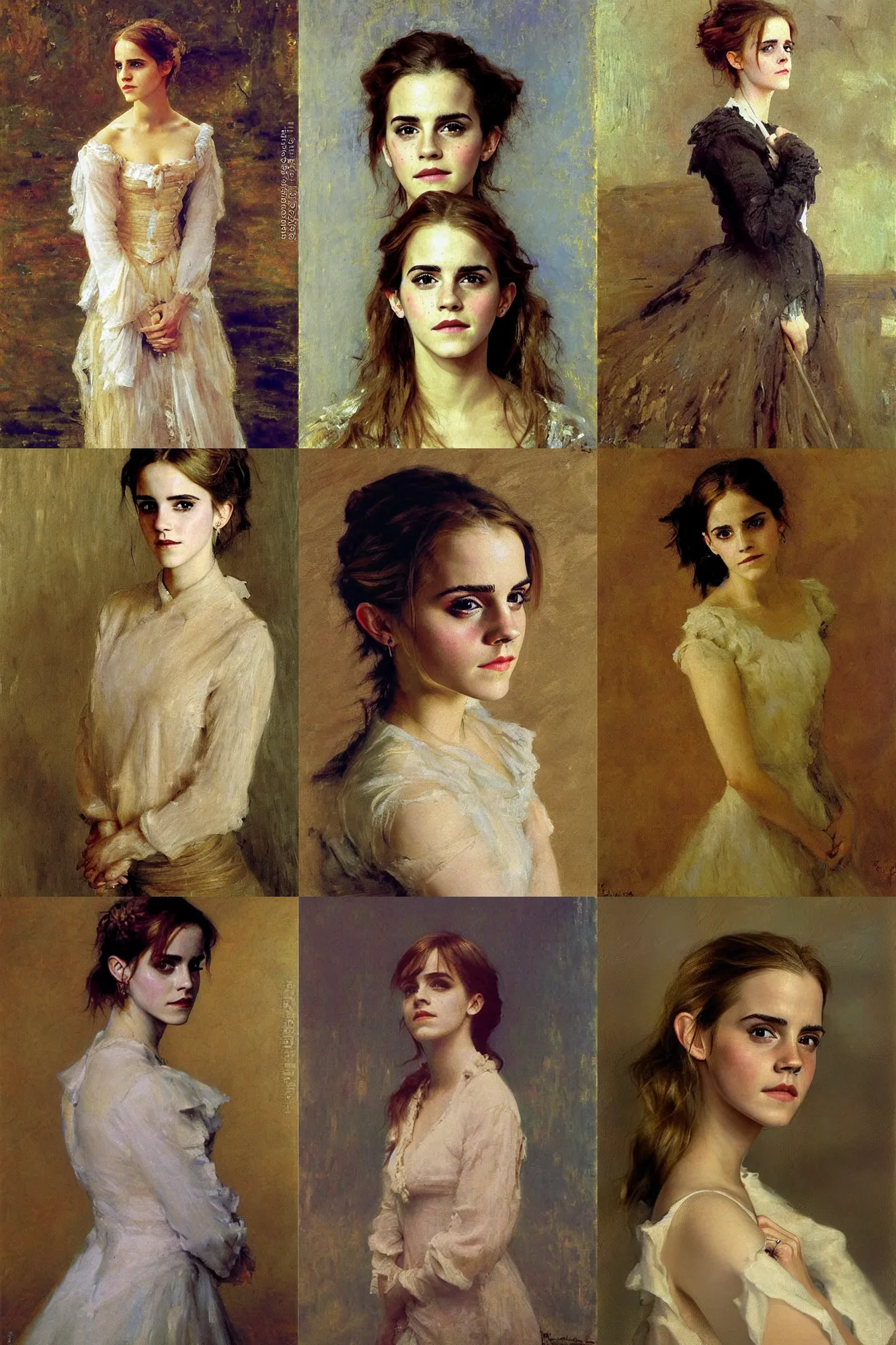 Prompt: emma watson, painting by ilya repin