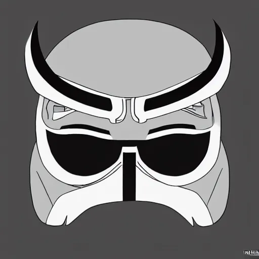 Prompt: mf doom mask facing forwards anime style studio ghibli