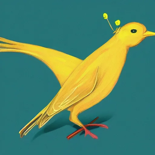 Image similar to an elegant yellow!! bird!!! wearing a crown!!! and a red! bow!! tie!!, very very beautiful, high quality, detailed, 4k, digital art, artstation, smooth