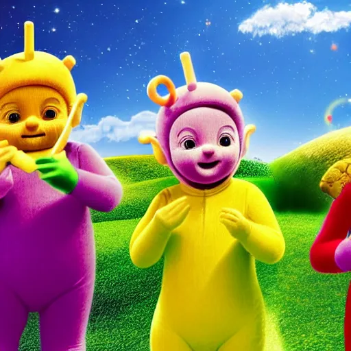 Image similar to teletubbies drinking beer, 4k, HD