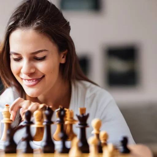 Prompt: photo of woman playing chess cfg= 10