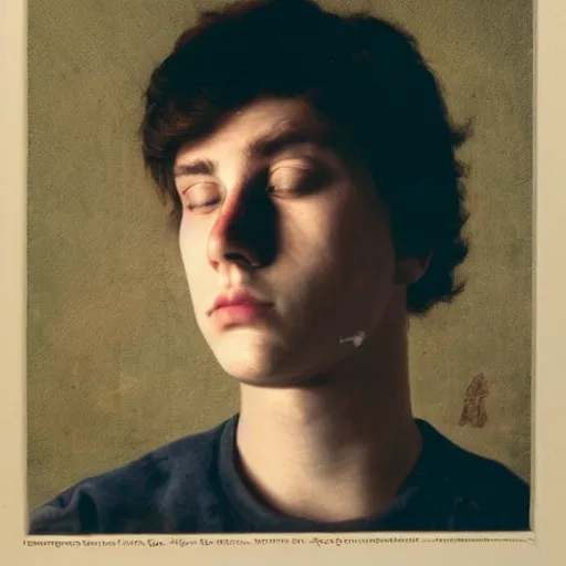 Image similar to sabattier effect flagrant portrait of a sad young dude 2 3 years old