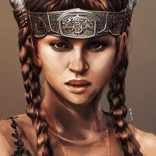 Image similar to full body portrait of shakira, thin but strong viking samurai woman, symmetrical beautiful face, relaxed pose, trending on artstation, high resolution, detailed, smooth, dynamic composition, dramatic lighting, trending on artstation, award winning art, sharp focus