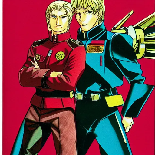 Image similar to a portrait of char aznable and garma zabi , drawn by Yoshikazu Yasuhiko, gundam, 0079, gto