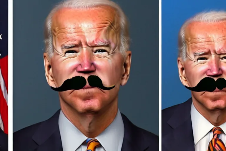 Prompt: mugshot of joe biden using a obviously fake mustache