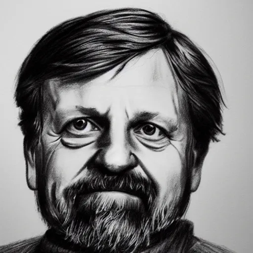 Image similar to sketch portrait of slavoj zizek with a coca cola bottle, artistic pencil drawing, detailed, award - winning, trending on artstation