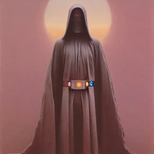 Image similar to jedi by Zdzisław Beksiński, oil on canvas