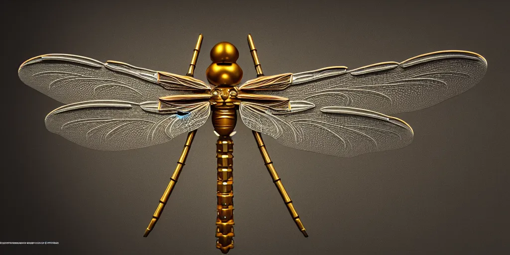 Prompt: photograph of a diagram of a Mechanical Dragonfly, ornamental, photorealism, elaborate, highly detailed, ornate, dramatic lighting, octane render,-H 960