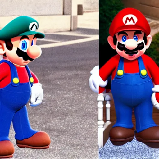 Prompt: mario as an italian plumber in real life, no cgi or cartoon faces, purely human super mario at age 7 0