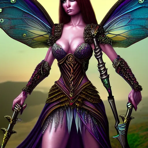 Image similar to adult fairy warrior queen, highly detailed, 4 k, hdr, anne stokes