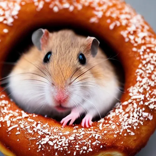 Image similar to hamster eating a donut