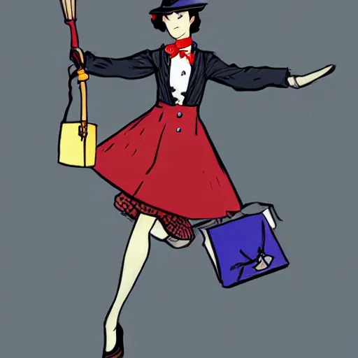 Prompt: mary poppins in the style of dino crisis concept art