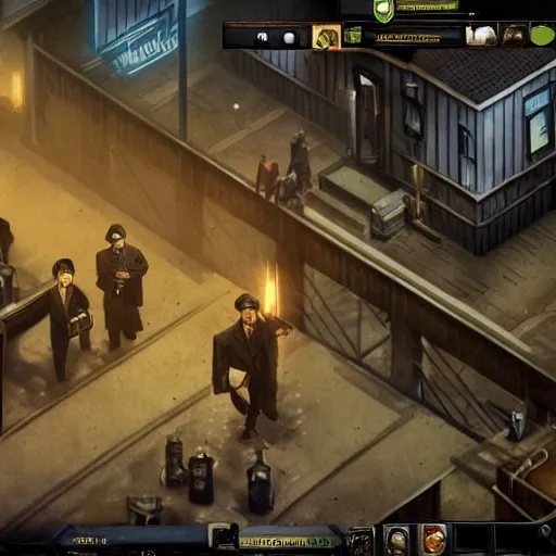 Image similar to peaky blinders in shadowrun, 4 k, detailed, shadowrun