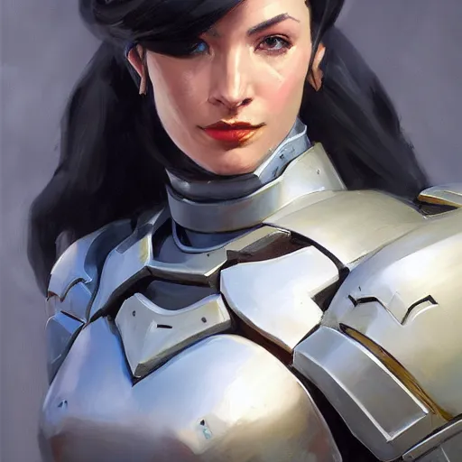 Image similar to greg manchess portrait painting of an armored dark female ironman as overwatch character, medium shot, asymmetrical, profile picture, organic painting, sunny day, matte painting, bold shapes, hard edges, street art, trending on artstation, by huang guangjian, gil elvgren, ruan jia, greg rutkowski, gaston bussiere