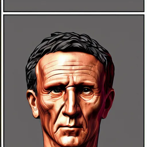 Prompt: A digital color portrait of Julius Caesar, face in focus, highly detailed, trending on ArtStation.