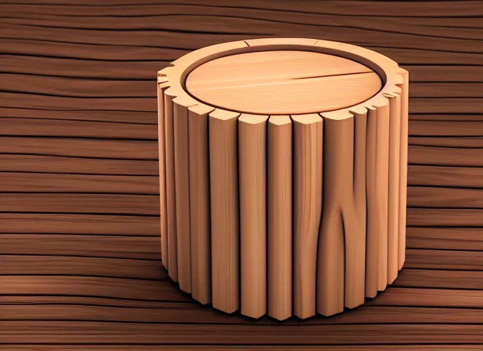 Image similar to realistic catalogue store photo of a a wooden cylinder on a neutral brown background, neutral colors, neutral lighting, octane render, 4 k