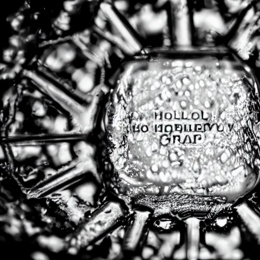 Prompt: macro photo of shining holy grail