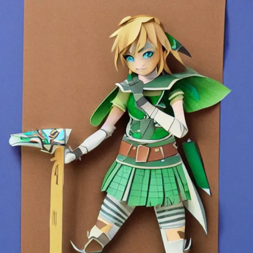 Prompt: a paper model of linkle, paper modeling art.