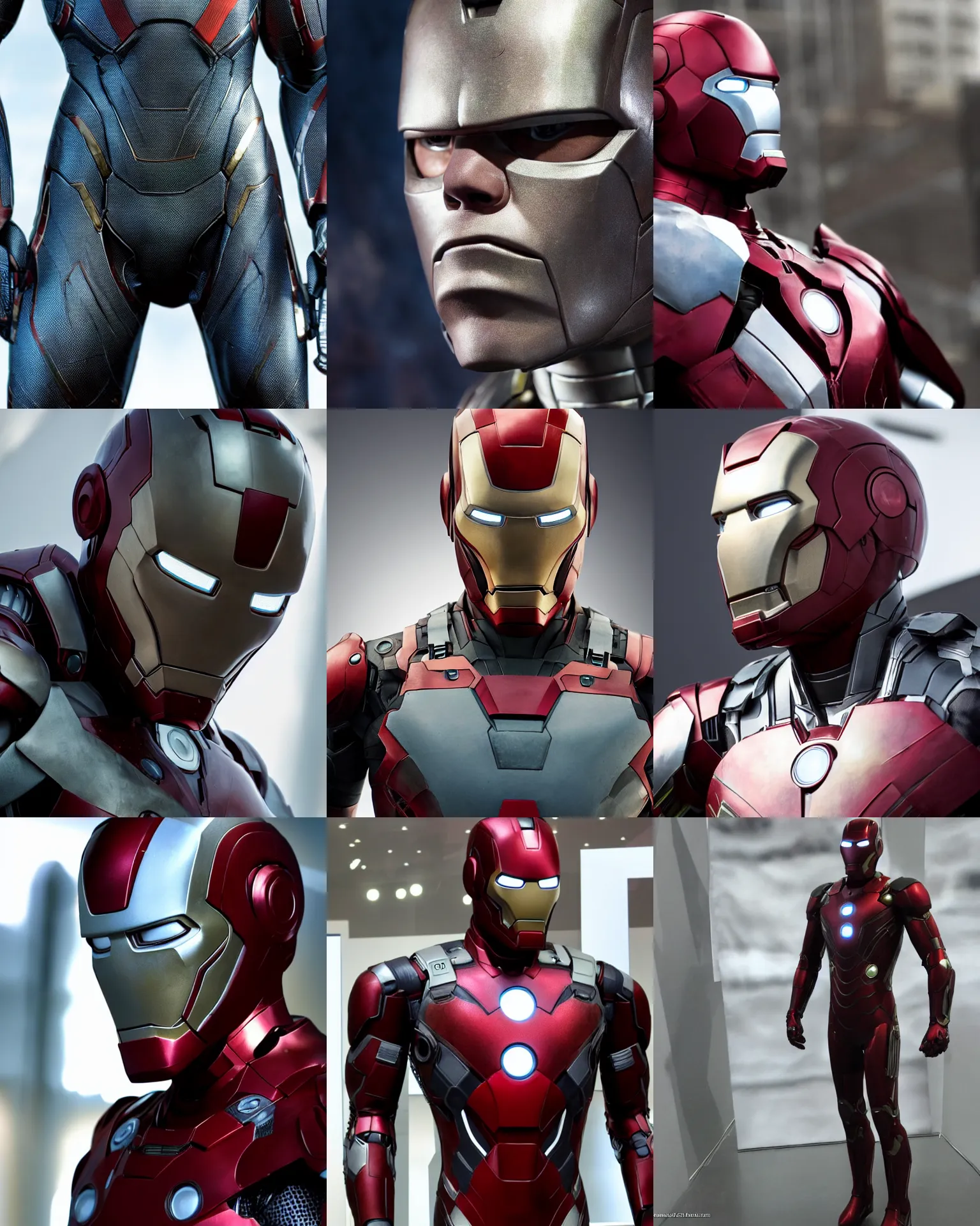 Prompt: matt damon ironman suit very realistic medium shot close up from the avengers