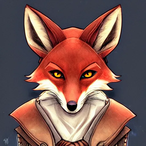 Prompt: heroic character design of anthropomorphic fox, whimsical fox, face portrait, holy medieval crusader, paladin, final fantasy tactics character design, character art, whimsical, vibrant, stunning, lighthearted, colorized pencil sketch, highly detailed, Akihiko Yoshida