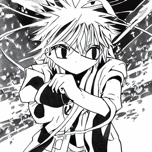 Image similar to young anime wizard, illustrated by mato and ken sugimori, manga, black and white illustration