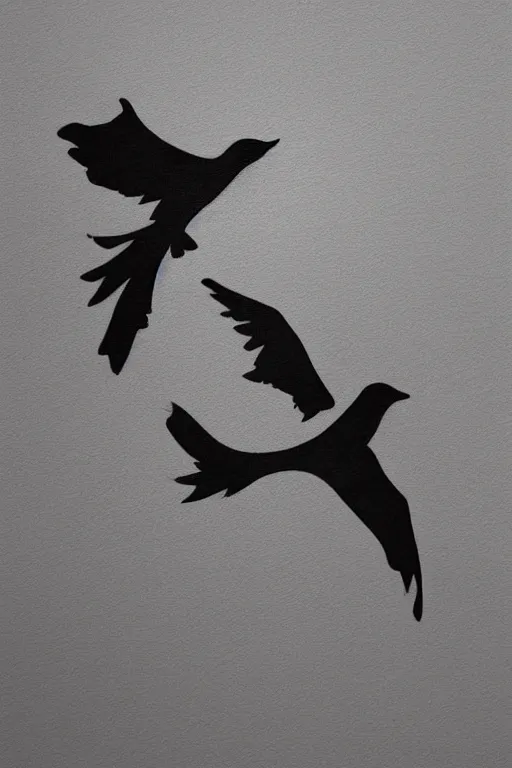Image similar to a simple tattoo design of minimalist flying birds, by bacht, black ink, abstract logo, line art