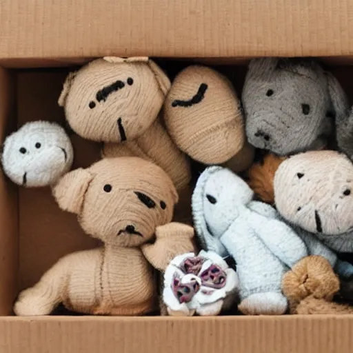 Prompt: a box of suddenly sad