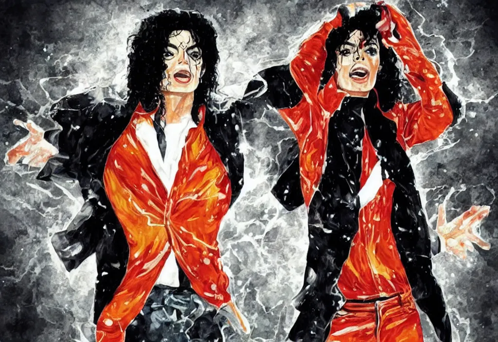 Image similar to a portrait of michael jackson with superpowers