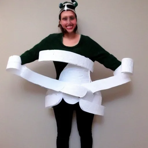 Image similar to creative costume made with toilet paper