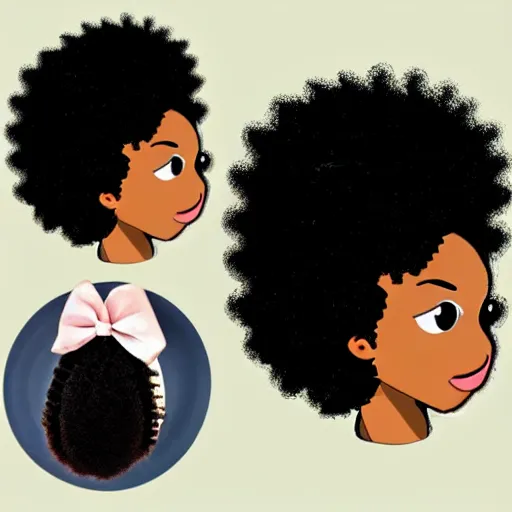 Image similar to a cute 2 d hair barrette character, afro, design, detailed