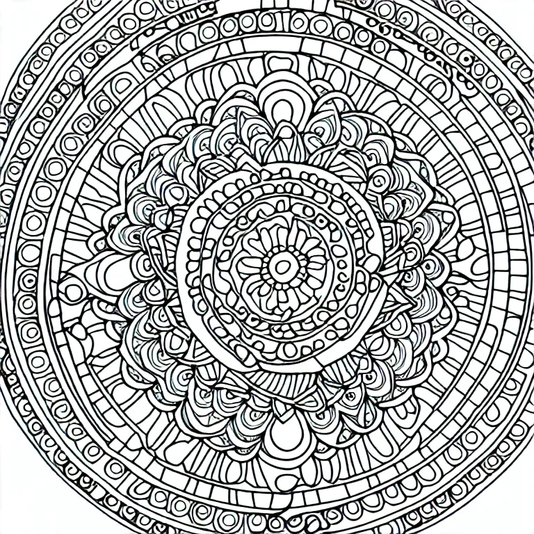 Prompt: Mandala for coloring book, intricate detail, clear, clean lines