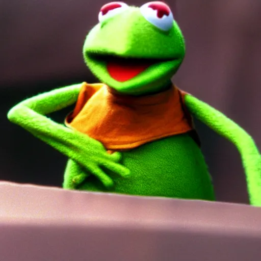 Image similar to kermit the frog from friends ( 1 9 9 4 ), very detailed face