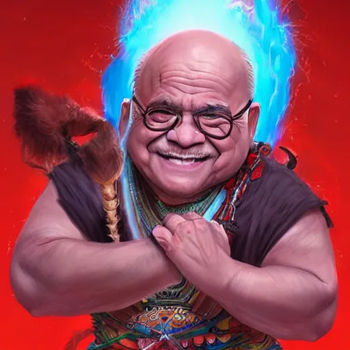 Prompt: anime portrait of Danny Devito as a shaman yedi using dark force to eliminate trump as an anime antagonist by Stanley Artgerm Lau, WLOP, Rossdraws, James Jean, Andrei Riabovitchev, Marc Simonetti, and Sakimichan, trending on artstation