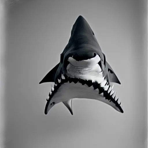 Image similar to a shark / human hybrid, studio medium format photograph