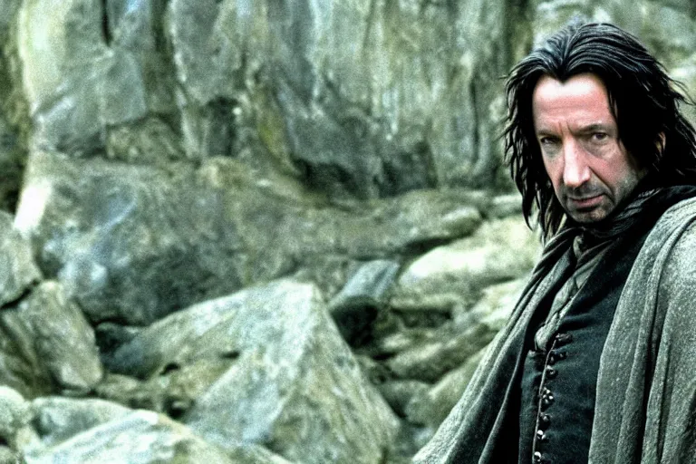 Image similar to Film still of Alan Rickman as Aragorn in the movie Lord of the Rings