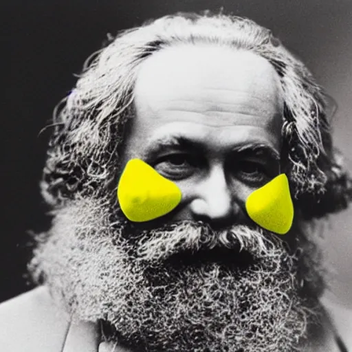 Image similar to karl marx in a pikachu costume