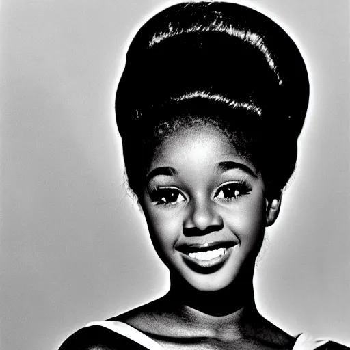 Image similar to black and white photo of a beautiful and elegant 1 9 6 5 young black actress