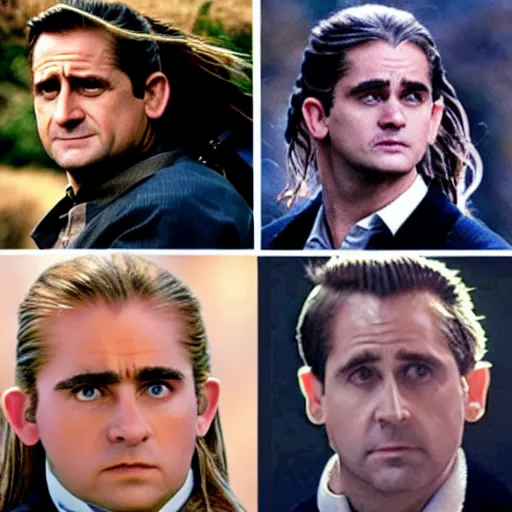 Prompt: steve carrel legolas