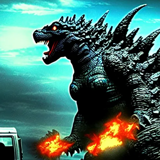 Image similar to Godzilla fighting Gypsy Danger