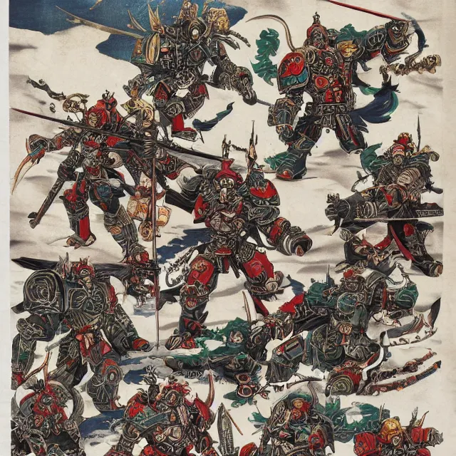 Prompt: Warhammer in japanese art style