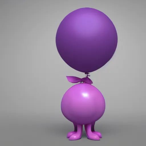 Image similar to 3D render of a pink balloon dog in a violet room