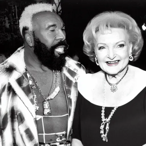 Image similar to betty white hanging out with mr. t