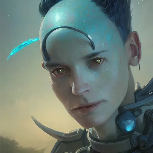 Image similar to highly detailed portrait from a male alien, stephen bliss, unreal engine, fantasy art by greg rutkowski, loish, rhads, ferdinand knab, makoto shinkai and lois van baarle, ilya kuvshinov, rossdraws, tom bagshaw, global illumination, radiant light, detailed and intricate environment