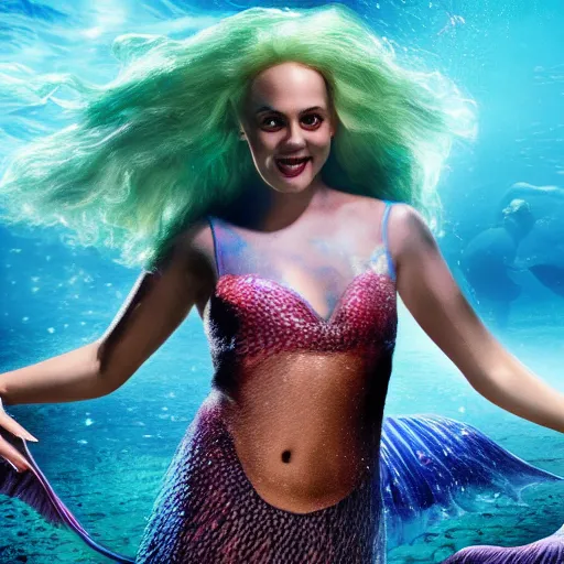 Prompt: doc brown as arielle the mermaid in the movie arielle the mermaid, movie still 8 k hdr atmospheric lighting