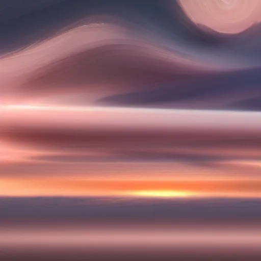 Image similar to hyperrealistic image of laminar helmholtz flow on sunset horizon sky, by thomas eakes & xiang duan & mike judge, perfect symmetry, dim volumetric lighting, photorealistic, 8 k octane beautifully detailed render, post - processing, extremely hyper - detailed, intricate, epic composition, cinematic lighting, masterpiece, trending on artstation, incredibly detailed, stunning,