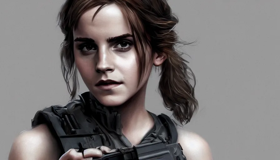 Prompt: Emma Watson is Sarah Connor, hyperdetailed, artstation, cgsociety, 8k