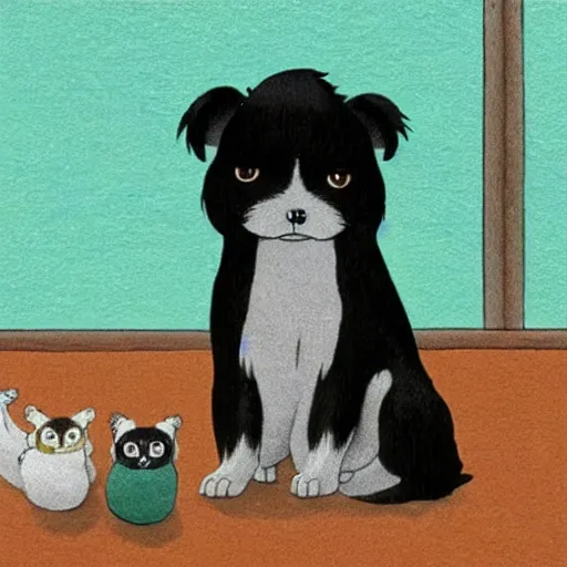 Image similar to a carton japanese chin, studio ghibli style