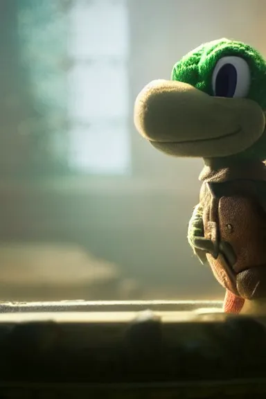 Image similar to very very intricate photorealistic photo of yoshi in an episode of game of thrones, photo is in focus with detailed atmospheric lighting, award - winning details