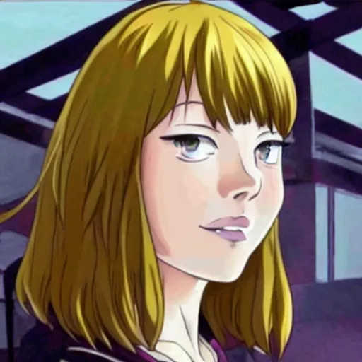 Image similar to Emma Stone in anime, aesthetics!!!!!!!!!!!!!!!!!!!!!!!!!!!!!!!!!!!!!!!!!!!!