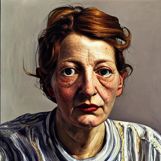 Image similar to high quality high detail painting by lucian freud, hd, pretty charismatic woman, photorealistic lighting